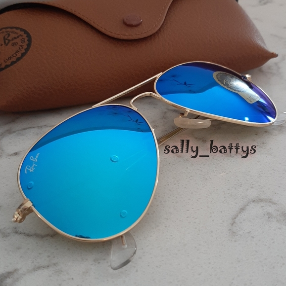 Ray-Ban (Store Display) Aviator Reflective Blue Lens RB3025 Mirror - Picture 5 of 12